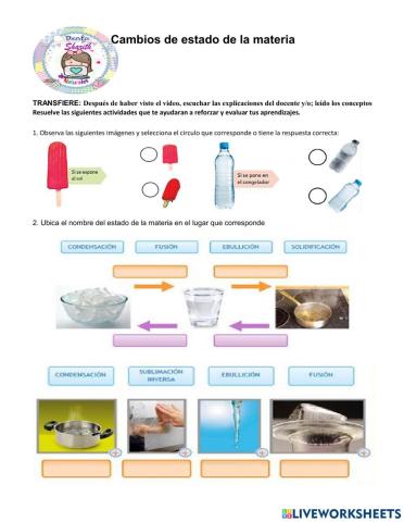 Cambios de estado de la materia