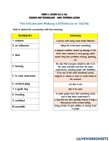 FORM 2 NTB LESSON 105 and 106