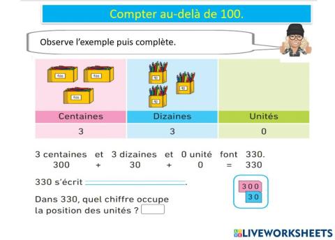 Mathematiques nombres au delà de  de 100 teacher geraldine s7