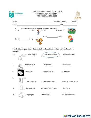 Examen de Ingles Primer Periodo