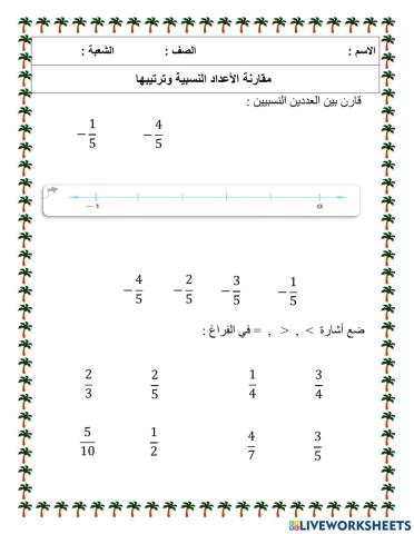 مقارنة الكسور