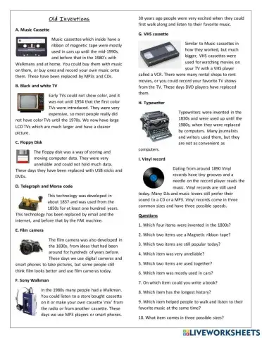 Reading comprehension about technology