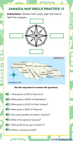 Jamaica Map Skills Practice -1