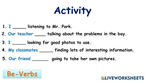 Be-Verbs Activity