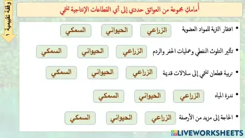 القطاع الزراعي والحيواني والسمكي