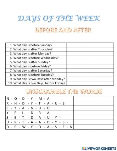 Days of the Week