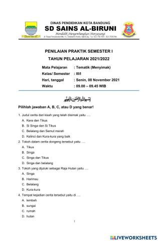 Penilaian Praktik Menyimak