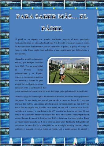 Para saber mas... el padel