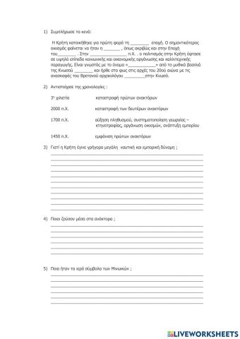 Επανάληψη Μινωικού Πολιτισμού