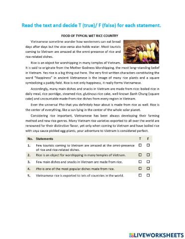 Unit 7: Recipes and eating habits (Reading)