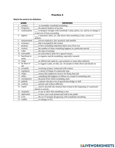 Practice 4 Vocabulary E