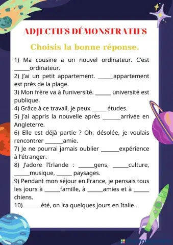 Adjectifs démonstratifs