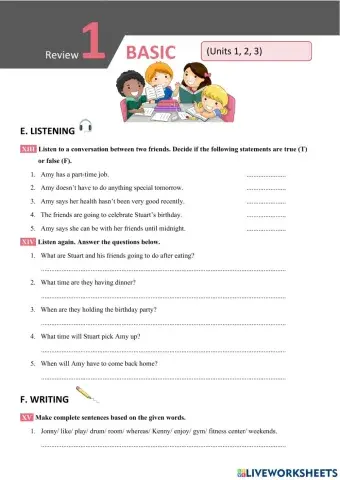 English 8 big4 review 1 listening and writing