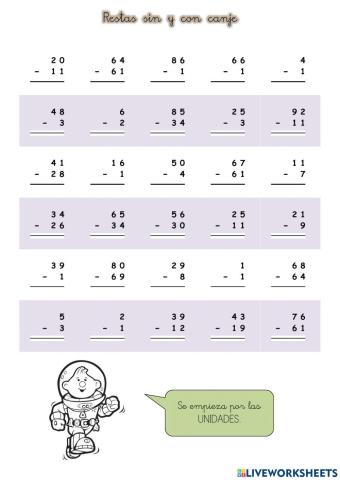 Restas sin y con canje