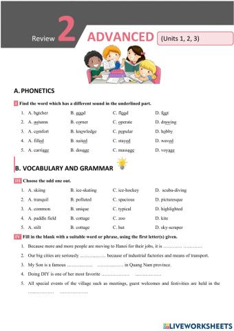 English 8 big4 review 2 vocabulary and grammar