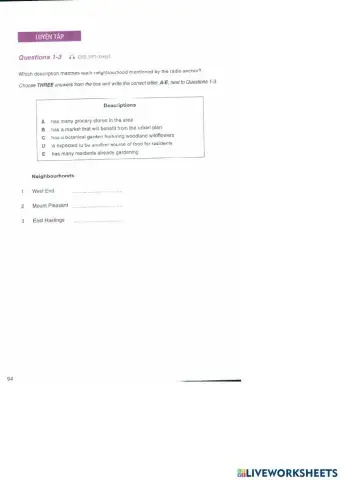 IELTS LISTENING - MATCHING (5)