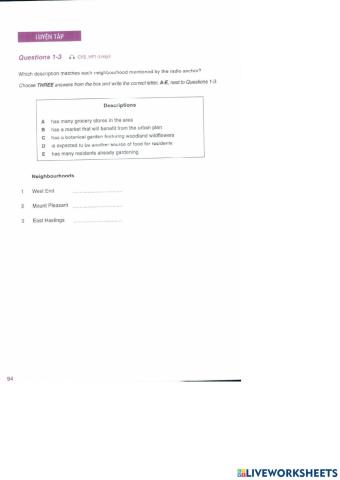 IELTS LISTENING - MATCHING (5)