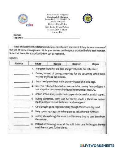 Summative Test  in Science Q1 W7-8