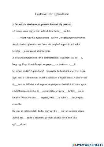 Gárdonyi Géza: Egérvadászat - j vagy ly