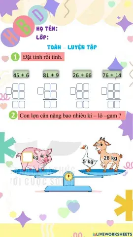 Toán Luyện tập bài 21