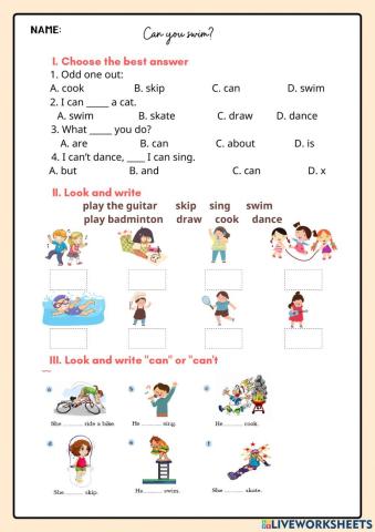 Unit 5 Can you swim? Lesson 1