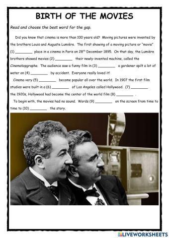 Birth of the Movies PET Exercise