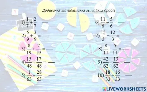 Додавання та віднімання звичайних дробів