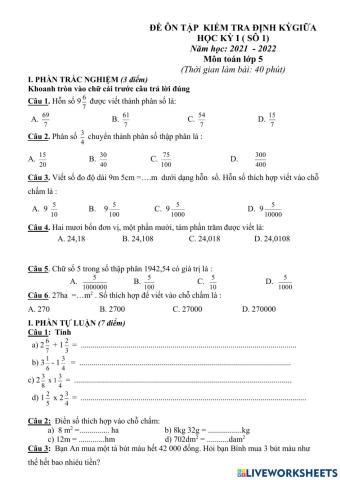 Kiểm tra giữa kì 1