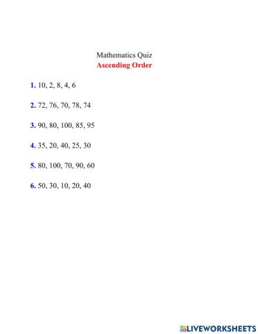 Numbers and their name Quiz