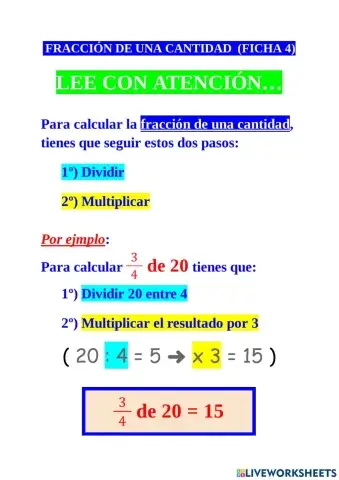 Fracción de un número