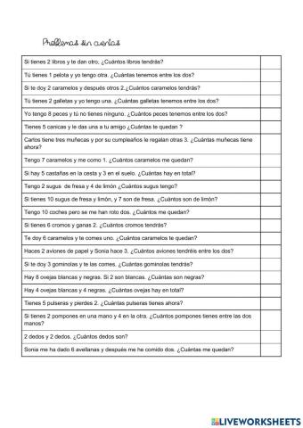 Problemas sin cuentas