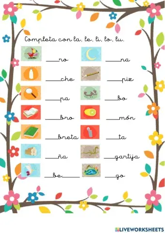 Completa con la, le, li, lo y lu