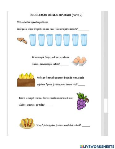 Problemas de multiplicación 2
