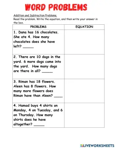 Addition and Subtraction Problems