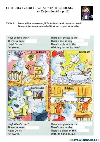 Chit Chat 2 Unit 2 - What's in the house? (page 10 - ghosts)