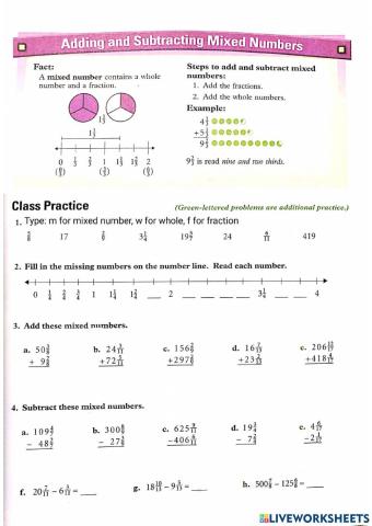 Adding and subtracting mixed numbers