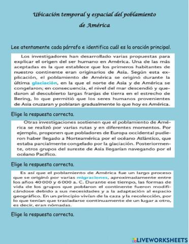 Ubicación temporal y espacial del poblamiento de américa