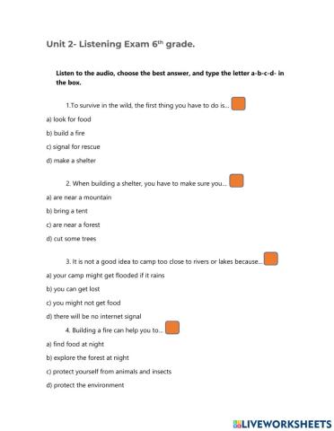 Unit 2- Listening Exam