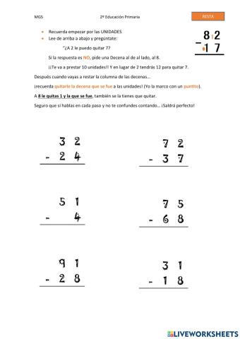 Restas con llevadas
