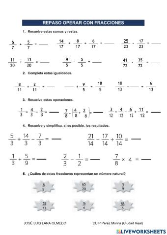 Operaciones con fracciones