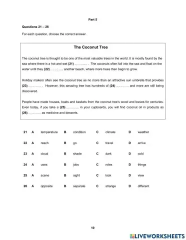 B1 PET Reading part 2