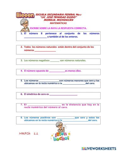 Concepto números enteros