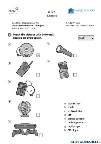 Asynchrnous 1 Gadgets vocabulary