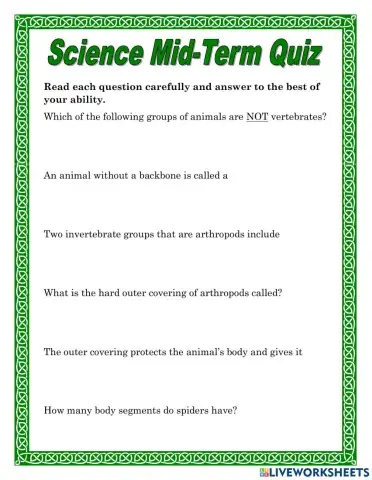 Science Mid Term Quiz