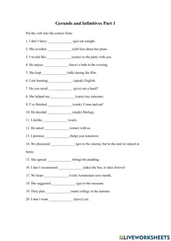 Gerunds and Infinitves