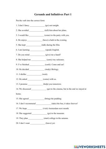 Gerunds and Infinitves