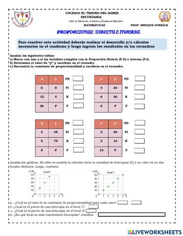 Proporcionalidad directa e inversa