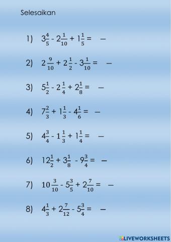 Operasi bergabung nombor bercampur