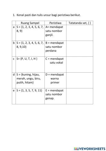 Peristiwa bagi suatu eksperimen