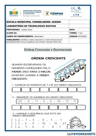 Ordem crescente e ordem decrescente